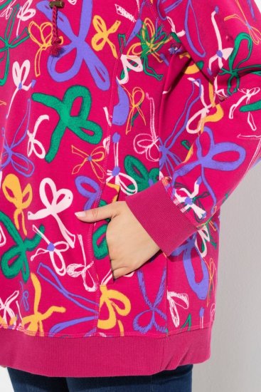 Ulla Popken Ribbon Print Turtleneck Sweatshirt Cherry Red - Sweatshirts & hoodies - Sweatshirts, Hoodies e Malhas Aconchegantes