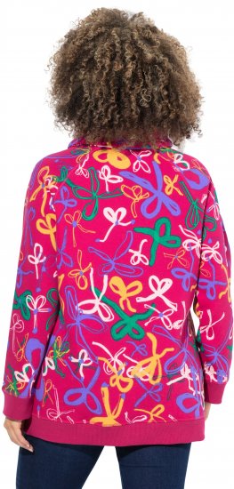 Ulla Popken Ribbon Print Turtleneck Sweatshirt Cherry Red - Sweatshirts & hoodies - 