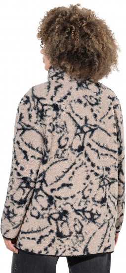 Ulla Popken Marble Print Teddy Fleece Jacket Dark Putty - Sweatshirts & hoodies - 