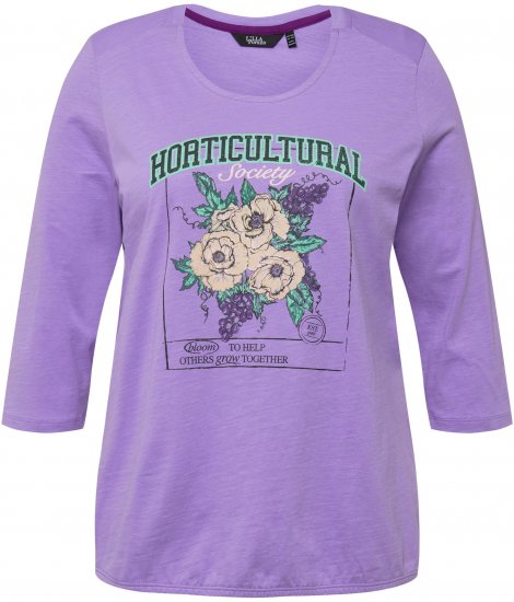 Ulla Popken Horticultural Graphic Floral Tee Pale Lilac - T-shirts estampadas para mulher - 