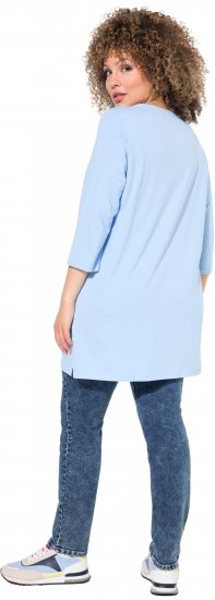 Ulla Popken Floral Motif 3/4 Sleeve Tunic Tee Light Blue - T-shirts estampadas para mulher - 