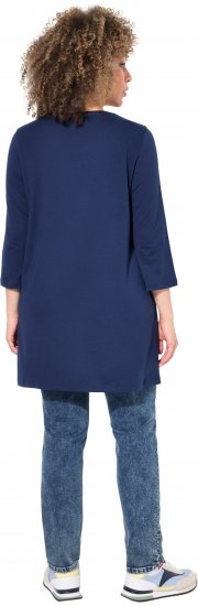 Ulla Popken Floral Motif 3/4 Sleeve Tunic Tee Ink Blue - T-shirts estampadas para mulher - 