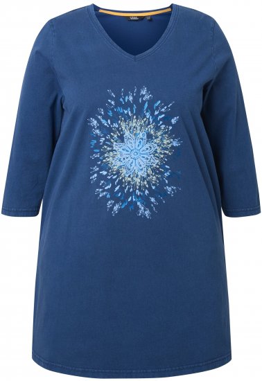 Ulla Popken Dandelion Short Sleeve Graphic Tee Ink Blue - T-shirts estampadas para mulher - 