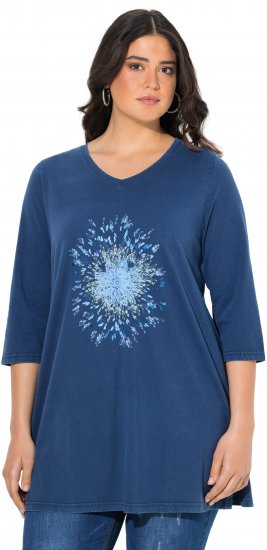 Ulla Popken Dandelion Short Sleeve Graphic Tee Ink Blue - T-shirts estampadas para mulher - 