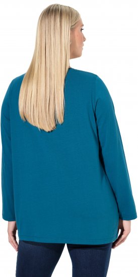 Ulla Popken Fawn Long Sleeve Graphic Tee Teal - T-shirts estampadas para mulher - 