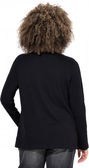 Ulla Popken Holiday Long Sleeve Graphic Tee Black - T-shirts estampadas para mulher - 