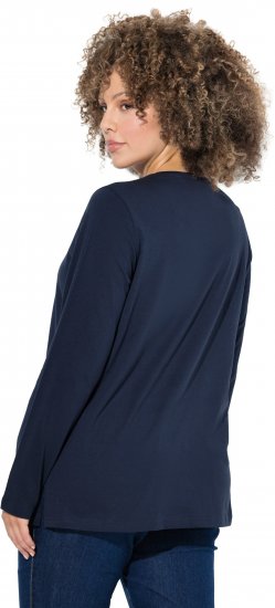 Ulla Popken Holiday Long Sleeve Graphic Tee Navy Blue - T-shirts estampadas para mulher - 