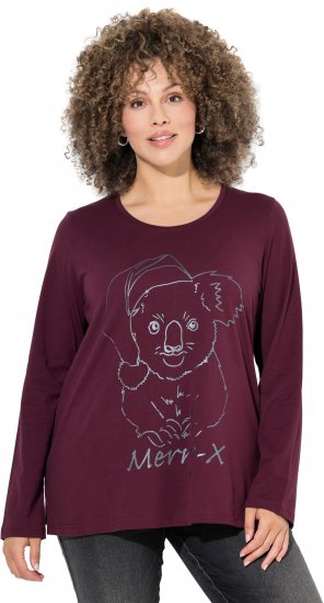 Ulla Popken Holiday Long Sleeve Graphic Tee Plum - T-shirts estampadas para mulher - 