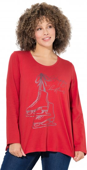 Ulla Popken Holiday Long Sleeve Graphic Tee Salsa Red - T-shirts estampadas para mulher - 