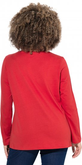 Ulla Popken Holiday Long Sleeve Graphic Tee Salsa Red - T-shirts estampadas para mulher - 