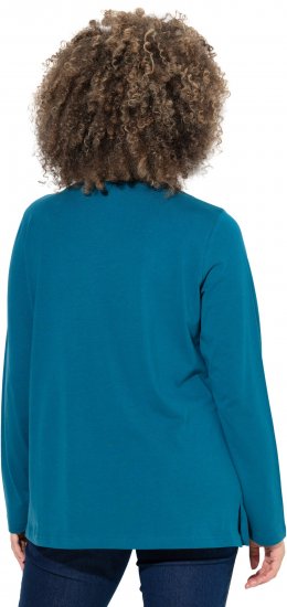 Ulla Popken Holiday Long Sleeve Graphic Tee Teal - T-shirts estampadas para mulher - 