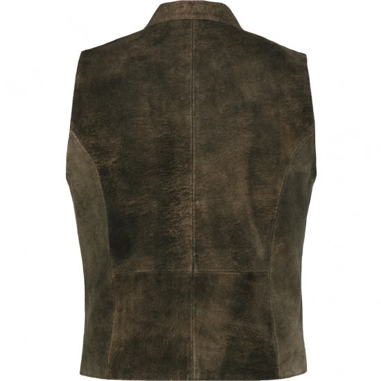 jP1880 Finest Goat Suede Traditional Vest Dark Brown - Trachten & Oktoberfest - Roupas Oktoberfest em tamanhos grandes (Trachten)