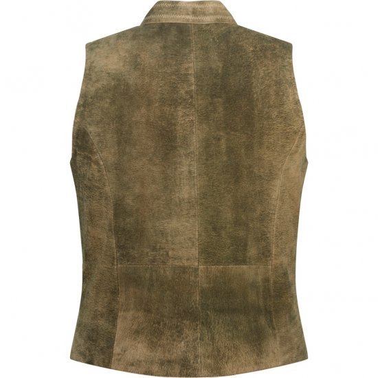 JP1880 Vest Goat Suede Traditional Moss Green - Trachten & Oktoberfest - Roupas Oktoberfest em tamanhos grandes (Trachten)