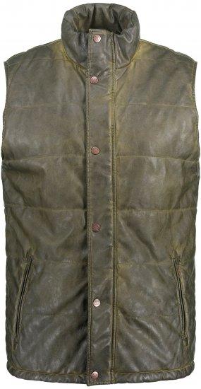 JP1880 Quilted Gilet Vintage Leather Green - Casacos - Casacos Homem Tamanhos Grandes