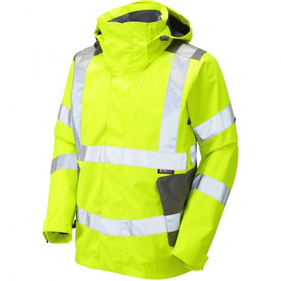 Leo Exmoor Ecoviz 10K Performance+ Breathable Jacket Hi-Vis Yellow - Roupa de trabalho - Roupa de Trabalho Tamanho Grande Homem