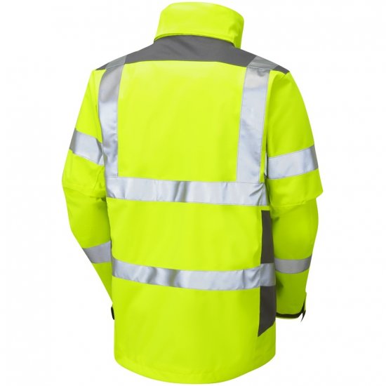 Leo Exmoor Ecoviz 10K Performance+ Breathable Jacket Hi-Vis Yellow - Roupa de trabalho - Roupa de Trabalho Tamanho Grande Homem