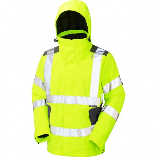 Leo Exmoor Ecoviz 10K Performance+ Breathable Jacket Hi-Vis Yellow - Roupa de trabalho - Roupa de Trabalho Tamanho Grande Homem