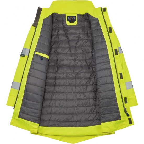 Leo Tawstock EcoViz 4K Baffle Lined Anorak Hi-Vis Yellow - Roupa de trabalho - Roupa de Trabalho Tamanho Grande Homem