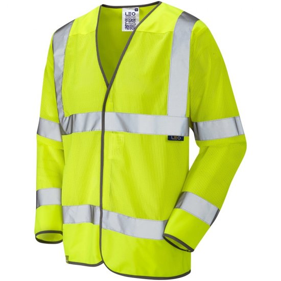 Leo Fremington Ecoviz Mesh Sleeved Waistcoat Hi-Vis Yellow - Roupa de trabalho - Roupa de Trabalho Tamanho Grande Homem