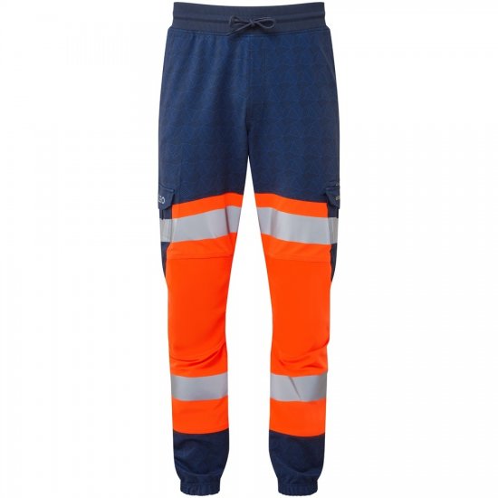Leo Hawkridge Ecoviz High Performance 4X Stretch Trouser Hi-Vis Orange/Navy Print - Roupa de trabalho - Roupa de Trabalho Tamanho Grande Homem