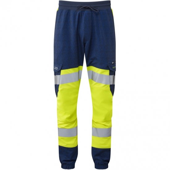 Leo Hawkridge Ecoviz High Performance 4X Stretch Trouser Hi-Vis Yellow/Grey - Roupa de trabalho - Roupa de Trabalho Tamanho Grande Homem