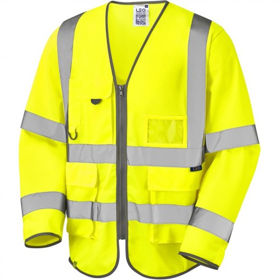 Leo Wrafton Ecoviz Superior Sleeved Waistcoat Hi-Vis Yellow - Roupa de Trabalho - Roupa de Trabalho Tamanho Grande Homem