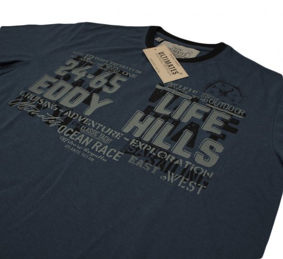 EDDY HILLS Life T-shirt Navy - T-shirts - T-shirts Homem Tamanhos Grandes