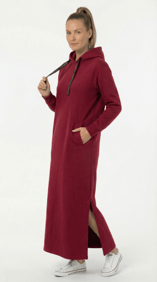 Nora Mikken MARTINA Maxi Hoodie Dress Burgundy - ROUPA PARA MULHER XS-XXL - 