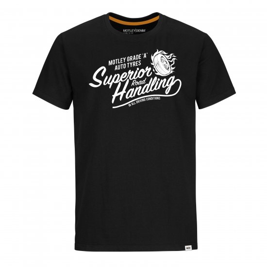 Motley Denim Nottingham T-Shirt White on Black - T-shirts - T-shirts Homem Tamanhos Grandes