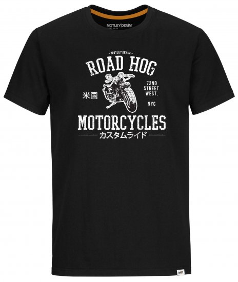 Motley Denim Oldham T-Shirt White on Black - T-shirts - T-shirts Homem Tamanhos Grandes