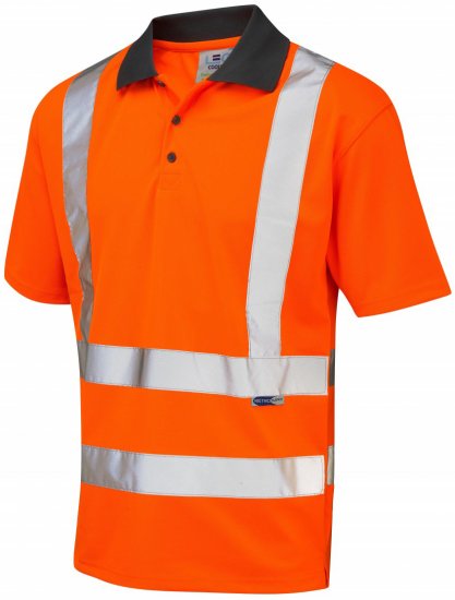 Leo Rockham Coolviz Polo Shirt Hi-Vis Orange - Roupa de trabalho - Roupa de Trabalho Tamanho Grande Homem