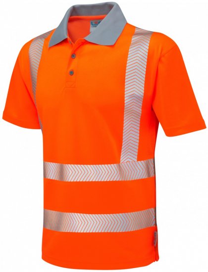 Leo Woolacombe Coolviz Plus Polo Hi-Vis Orange - Roupa de trabalho - Roupa de Trabalho Tamanho Grande Homem