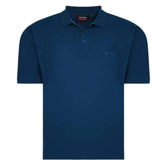 Espionage P074C Polo de Manga Curta Azul Petróleo Escuro - Pólos - Pólos Tamanhos Grandes Homem