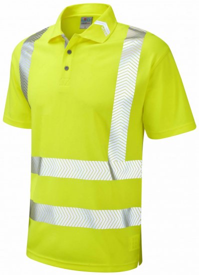 Leo Broadsands Coolviz Ultra Polo Hi-Vis Yellow - Roupa de trabalho - Roupa de Trabalho Tamanho Grande Homem