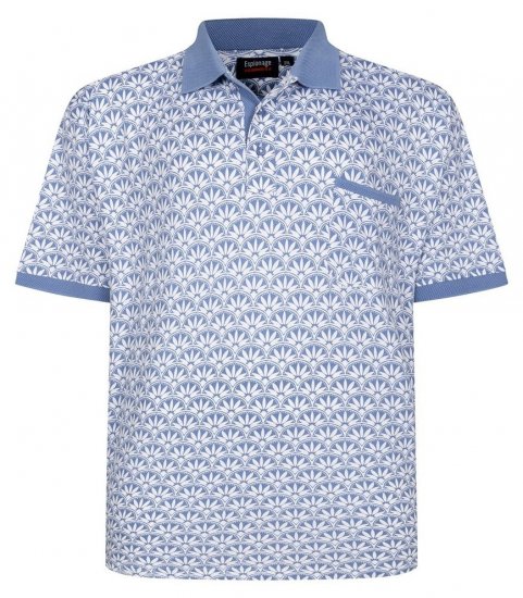 Espionage P231 Polo com estampado geometrico azul/branco - Pólos - Pólos Tamanhos Grandes Homem