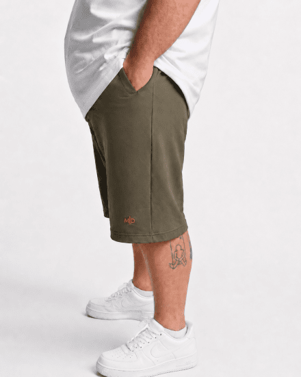 Motley Denim Paris Sweatshorts Dark Khaki - Calças & calções de fato de treino - Calças de Fato de Treino Tamanhos Grandes 