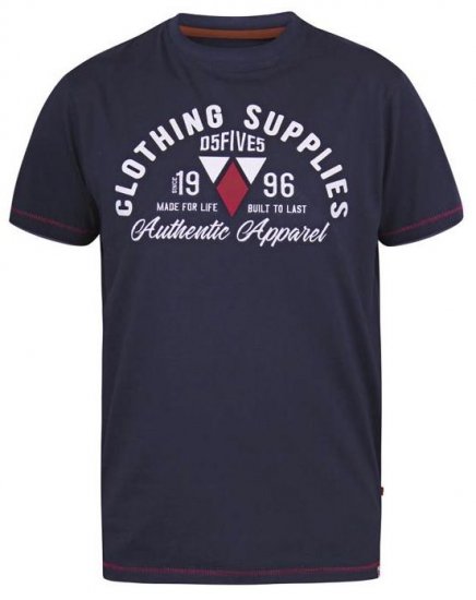 D555 Pence Print Crew Neck T-Shirt Navy - T-shirts - T-shirts Homem Tamanhos Grandes