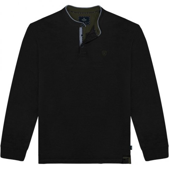 Double Outfitters PS-3099 Polo Shirt Mao Collar Black - Pólos - Pólos Tamanhos Grandes Homem