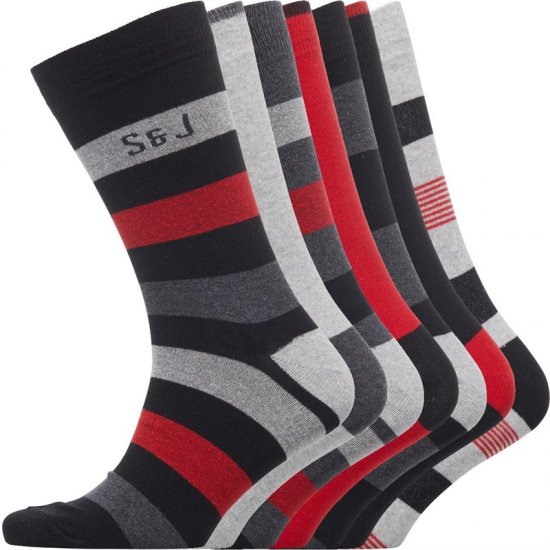 Smith & Jones Red line 7-pack Socks - Roupa Interior & natação - Roupa interior Homem Tamanhos Grandes