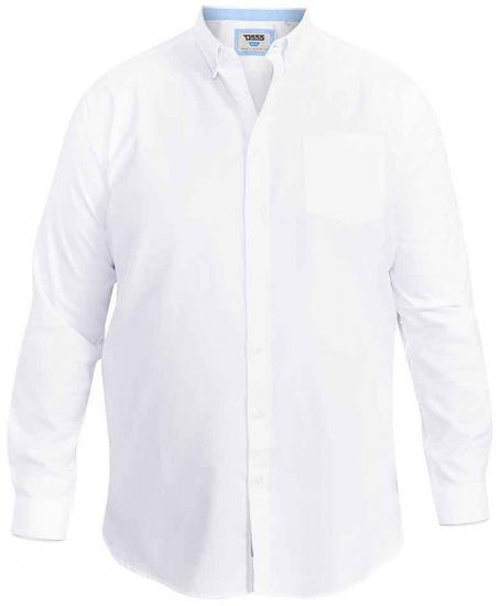 D555 Richard Long Sleeve Oxford Shirt White - Camisas - Camisas Homem Tamanhos Grandes