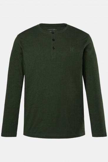 JP1880 Henley Shirt Long Sleeve Dark Green - T-shirts - T-shirts Homem Tamanhos Grandes