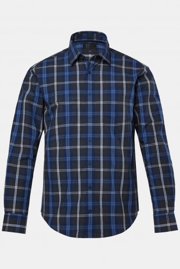 JP1880 Checked Shirt Long Sleeve Kent Collar Anthracite - Camisas - Camisas Homem Tamanhos Grandes
