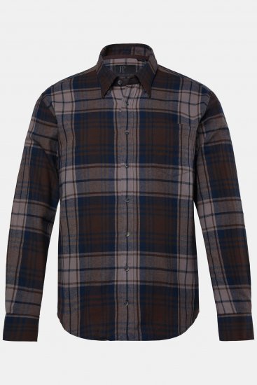 JP1880 Shirt Flannel Long Sleeve Brown TALL - ROUPAS DE HOMEM MT-6XLT - Tamanhos-Tall Homem