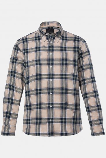 JP1880 Checked Flannel Shirt Long Sleeve Dark Dusty Pink - Camisas - Camisas Homem Tamanhos Grandes