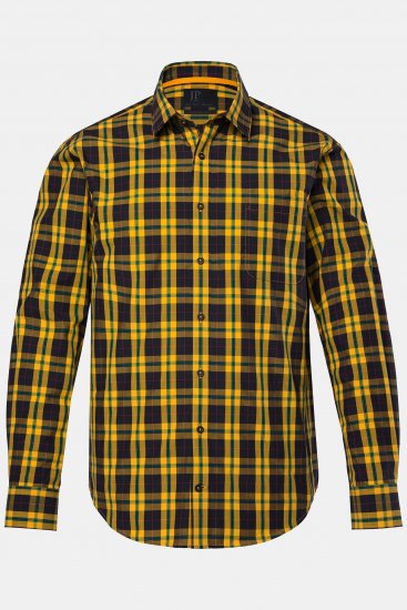 JP1880 Checked Shirt Long Sleeve Kent Collar Curry - Camisas - Camisas Homem Tamanhos Grandes