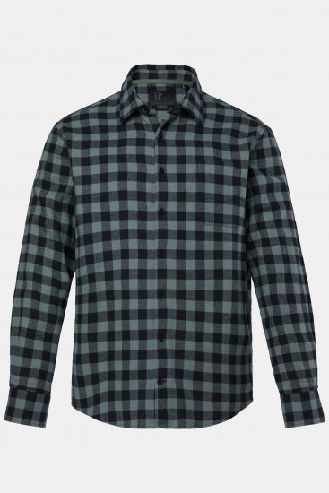 JP1880 Checked Flannel Shirt Long Sleeve Eucalyptus Green - Camisas - Camisas Homem Tamanhos Grandes