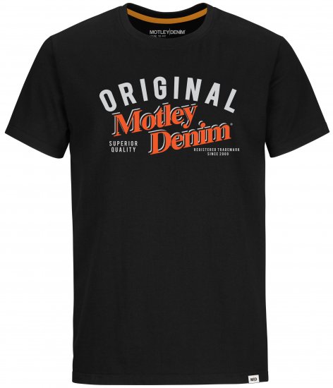 Motley Denim Salford T-shirt Orange on Black - T-shirts - T-shirts Homem Tamanhos Grandes