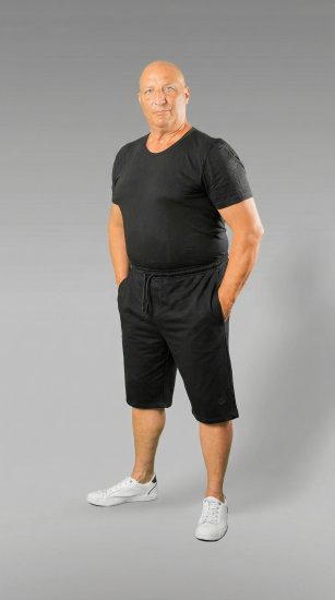 20 Nodi Scirocco Short Leg Sports Pants in Combed Cotton Jersey Black - Calças & calções de fato de treino - Calças de Fato de Treino Tamanhos Grandes 