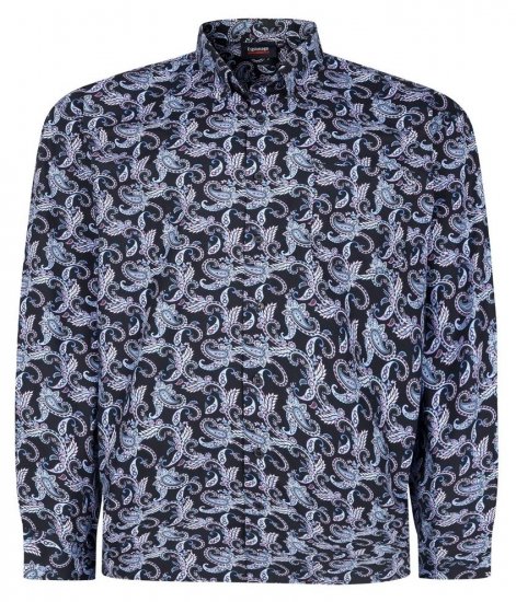 Espionage SH459 Paisley Camisa de manga comprida azul-marinho/print - Camisas - Camisas Homem Tamanhos Grandes