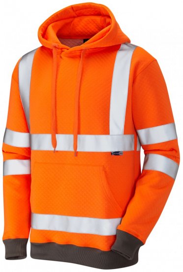 Leo Goodleigh Hooded Sweatshirt Hi-Vis Orange - Roupa de trabalho - Roupa de Trabalho Tamanho Grande Homem